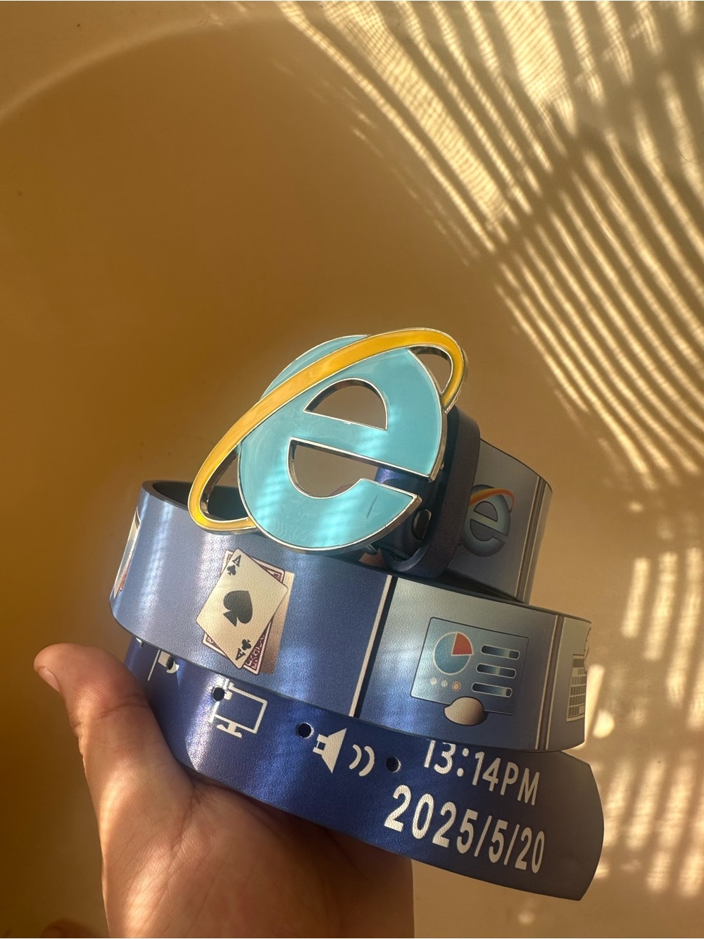 Internet Explorer Logo Belt with Teal & Yellow Emblem